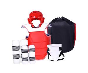 Wswqop Karate Sparring Gear Conjunto para Taekwondo con Casco Armaduras Chaleco Protector Y Espinilleras en EVA PU Ajuste Cómodo Y Seguro P, SG