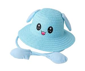 Wswqop Orejas Conejo Móviles Gorro Visera Ancha Material Liviano Adecuado para Regalo Viaje Playa Fotografía Circunferencia, Azul