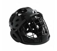 Wswqop Protector Facial de Artes Marciales Casco con Jaula de Acero Cierre Ajustable Transpirable Adecuado para Entrenamiento de Artes Marciales Boxeo Defensa Personal, Black, L