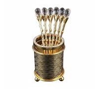 Wswqop Soporte para Cucharas de Postre Organizador Portacubiertos Vaso para Cubertería Soporte de Utensilios con Diseño Dorado y Cristal en Materiales de, Juego De Cucharas Doradas
