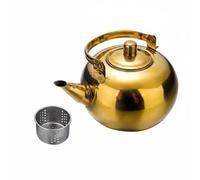 Wswqop Tetera de Acero Inoxidable con Filtro Hervidor Jarra Cafetera Acabado Espejo y Colador para Vertido Limpio Compatible con Gas y Vitrocerámica Adecuada, Array, Dorado, 16 Cm