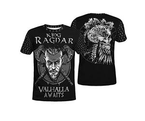 WSXJJ Tatuaje Vikingo Valhalla Sudadera Hombre, Capucha Nordic Warrior Skull Jersey Casual Camisa 3D Regalo Chaqueta,King Ragnar Shirt,L