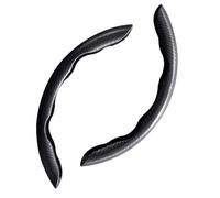 WSXQAZ 2 Piezas Funda Volante Coche para Renault Koleos 2008 2009 2010 2011 2012 2013 2014 2015 2016, Cubierta de Volante de Fibra de Carbono Segmentado Accesorios Coche,Black