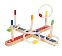 Wsymxuo Juego Puntería Madera Colores Intenso Juego Lanzamiento Anillos Madera Resistente para Aprendizaje Temprano