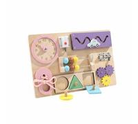 Wsymxuo Mesa de Actividades Pedagógico Causa y Efecto Mesa de Exploración Táctil Madera Bordes Suaves Tablero Pedagógico Madera para Aula, Guardería, Rosa, Tablero De Actividades Rosa
