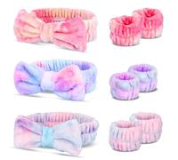 WSYUB Diadema para lavar la cara, pulseras de lavado facial, diadema y bandas de escritura para lavar la cara, diadema de spa para niñas, 9 piezas