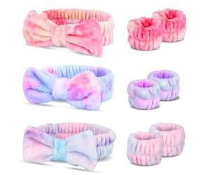 WSYUB Diadema para lavar la cara, pulseras de lavado facial, diadema y bandas de escritura para lavar la cara, diadema de spa para niñas, 9 piezas