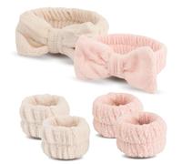WSYUB Juego de diadema y pulsera de spa, diadema para lavado facial, maquillaje, cuidado de la piel, bandas de muñeca para lavar la cara, 6 piezas