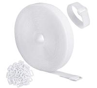 WSZJINB Sujetacables Reutilizables de 10m x 2cm con 50 Hebillas, Bridas Negras para Organizador Management de Cables, Blanco