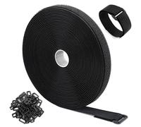 WSZJINB Sujetacables Reutilizables de 15m x 2cm con 70 Hebillas, Bridas Negras para Organizador Management de Cables, Negro