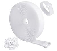 WSZJINB Sujetacables Reutilizables de 5m x 2cm con 25 Hebillas, Bridas Negras para Organizador Management de Cables, Blanco