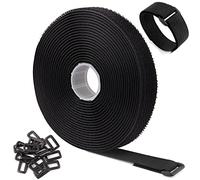 WSZJINB Sujetacables Reutilizables de 5m x 2cm con 25 Hebillas, Bridas Negras para Organizador Management de Cables, Negro