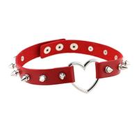 WSZJLN Gargantilla con forma de corazón con incrustaciones, gargantilla gótica, collar punk, joyería gótica negra para mujer, accesorios para mujer, rojo oscuro
