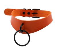 WSZJLN Goth Harajuku - Collares de cuero para mujer, cuello sexy, ropa de calle, discoteca, gargantilla en forma de O, cadena de clavícula esclava, 16 colores, naranja