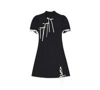 WSZJLN Mini Vestido de Fiesta Vintage de Estilo Chino de Verano para Mujer, Vestidos de Manga Corta abombada, Vestidos de Noche estéticos de Moda para Fiesta, Negro, Talla única