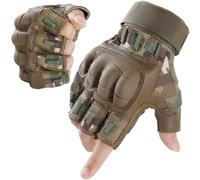 WTACTFUL Guantes tácticos sin dedos para hombre, airsoft, paintball, bicicleta, ciclismo, motocicleta, caza, senderismo, trabajo, al aire libre, guantes de medio dedo, camuflaje, talla M