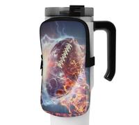WtallasiSei Bolsa para botella de agua de fútbol de fuego para taza de 20 onzas, 30 onzas, 40 onzas, con asa, yoga, gimnasio, deportes, bolsa de botella de agua, correa ajustable para hombres y