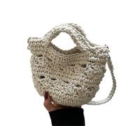 WTAXBH Bolso Tejido para Mujer Bolso bandolera de punto, diseño casual de playa, pequeño bolso de mano tejido for mujer, tejido suave(Off-white)
