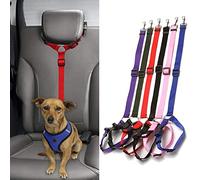 WTAXBH Cinturón de Seguridad de Coche para Perros Dog Car Seat Belt Elastic Reflective Safety Rope Pet Harness Seatbelt Leash For Cats Vehicle Security Nylon Leash Travel Clip (Color : A-Red)