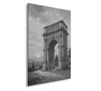 WTD - Lienzo decorativo (90 x 60 cm), diseño de arco de triunfo en la luz de la noche, color blanco y negro