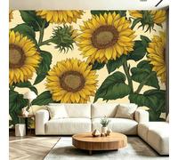 WTD - Papel pintado fotográfico no tejido (400 x 280 cm), diseño de girasoles, color amarillo