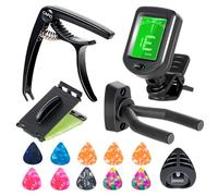 WTEETB Cejilla de guitarra, afinador, colgador de pared para guitarra, púas de guitarra, limpiador de cuerdas de guitarra, kit de accesorios para guitarra, violín, bajo, ukelele