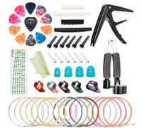 WTEETB - Kit de accesorios para guitarra acústica, cuerda de repuesto para cambiar, incluye cuerdas acústicas de guitarra, púas, capo, enrollador de cuerda, pines de puente, púas para guitarristas