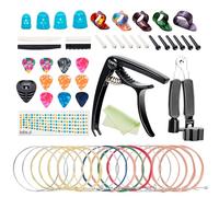 WTEETB - Kit de accesorios para guitarra acústica, cuerdas de repuesto para cambiador, incluye cuerdas, capuchón de metal, púas, soporte para púas, enrollador de cuerdas, alfileres, tuercas para