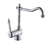 WTEPNQQDI Grifo de Fregadero Cocina for Bar Farmhouse Comercial, Grifo montado en Cubierta, Mezclador Agua fría y Caliente Bronce Antiguo, grifos Recipiente, una Sola manija(Chrome)