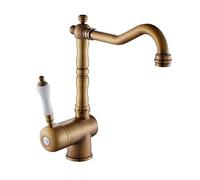 WTEPNQQDI Grifo de Fregadero Cocina for Bar Farmhouse Comercial, Grifo montado en Cubierta, Mezclador Agua fría y Caliente Bronce Antiguo, grifos Recipiente, una Sola manija(Antique Bronze)