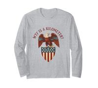 WTF IS A Kilometer Bandera Divertida USA Freedom Patriot Eagle Manga Larga