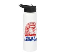 WTF Is A Kilometer Funny Patriotic Eagle USA Humor Stainless Steel Insulated Water Bottle
