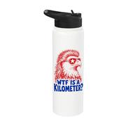 WTF Is A Kilometer Funny Patriotic Eagle USA Humor Stainless Steel Insulated Water Bottle