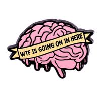 WTF-is Going on in Here - Pin esmaltado para solapa de cerebro, con cita divertida, pin esmaltado, insignia de anatomía, regalos de enfermería para abrigos, mochilas, camisas, decoración, joyería,