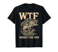 WTF Where's The Fish - Divertido róbalo de pesca retro para hombre Camiseta