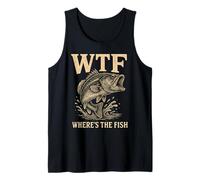 WTF Where's The Fish - Divertido róbalo de Pesca Retro para Hombre Camiseta sin Mangas