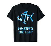WTF Where's The Fish Hombres Divertido Pesca Camo Agua Camiseta