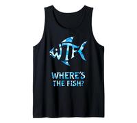 WTF Where's The Fish Hombres Divertido Pesca Camo Agua Camiseta sin Mangas