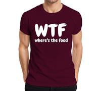 WTF Where's The Food - Camiseta divertida para hombre, diseño de hambre, granate, XXL