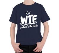 WTF Where's the Food - Camiseta infantil con texto en alemán "Where's the Food", azul marino, 104