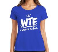 WTF Where's the Food - Camiseta para mujer con texto en alemán "Where's the Food", azul, S