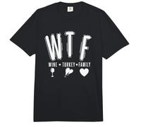 WTF Wine Turkey Familia USA Noviembre Acción de Gracias Comfort Colors Adult Heavyweight T-Shirt