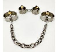 WTGWDA Esposas de Metal for Bondage BDSM: Juego de Bondage BDSM con muñequeras y Tobilleras de Acero Inoxidable con Cerradura, Juguetes sexuales for Manos y pies Masculinos y Femeninos(Männer)