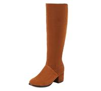 Wtharosa Botas Altas De Ante Marrón con Tacón Bloque Botas De Invierno Cómodas para Uso Prolongado,Marrón,41 EU