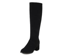 Wtharosa Botas Altas De Ante Marrón con Tacón Bloque Botas De Invierno Cómodas para Uso Prolongado,Negro,41 EU
