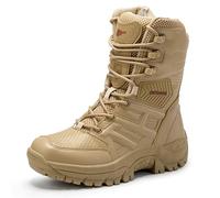 Wtharosa Botas Tácticas Outdoor Altas Malla Negro y Arena Calzado Training Ligero Suela de Goma Duradera Amortiguado para Senderismo,Desert Tan,42 EU