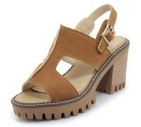 Wtharosa Pumps De Tacón Mujer Ante Plataforma Tacón Grueso Gladiador Sandalias Punta Abierta Tira Tobillo Tacón Alto Zapatos De Vestir para Noche De Fiesta Y Ropa De Club,Tan,37 EU