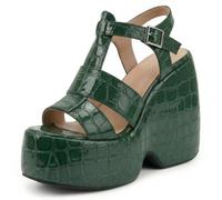 Wtharosa Sandalias De Plataforma Punta Abierta Mujer con Tacón De Cuña Y Tira Ajustable Al Tobillo Sandalias De Verano Sandalias De Vestir con Cuña Calzado Casual para Caminar