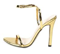 Wtharosa Sandalias De Tacón Alto Mujer Cuero Charol con Tobillera Zapatos Elegantes para Fiesta Noche De Bodas Cita Romántica,Oro,42 EU