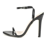 Wtharosa Sandalias De Tacón Alto Mujer Cuero Charol con Tobillera Zapatos Elegantes para Fiesta Noche De Bodas Cita Romántica,Negro,43 EU
